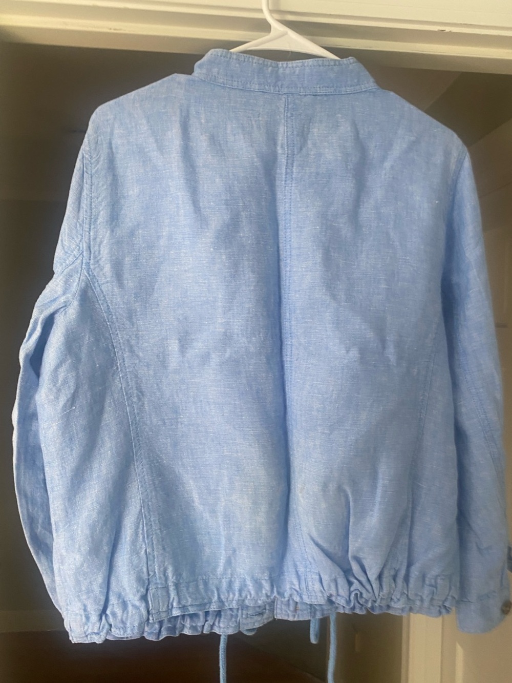 Talbots Sky Blue Linen Drawstring Waist Jacket - Picture 5 of 6